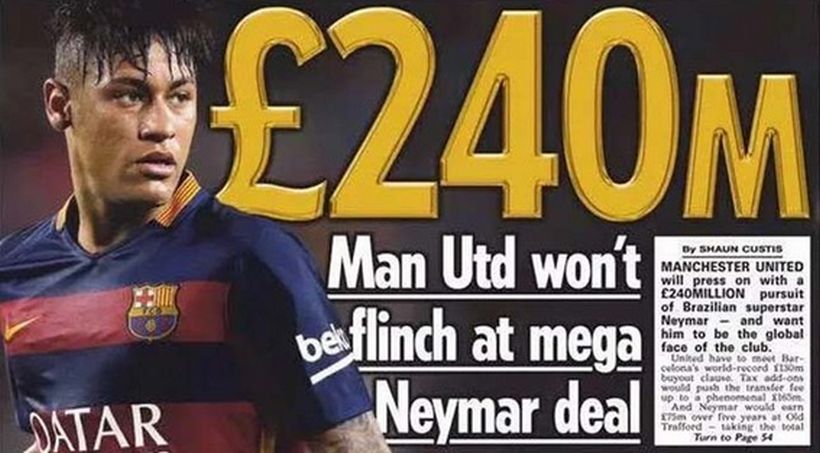 El Manchester United pagaría 325 millones de euros por Neymar