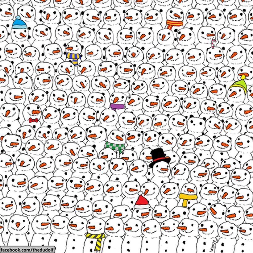 Jueguito navideño: ¿encuentras el panda entre tanto mono de nieve?