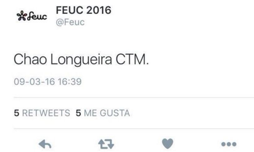 FEUC lamentó polémico posteo en Twitter contra Longueira