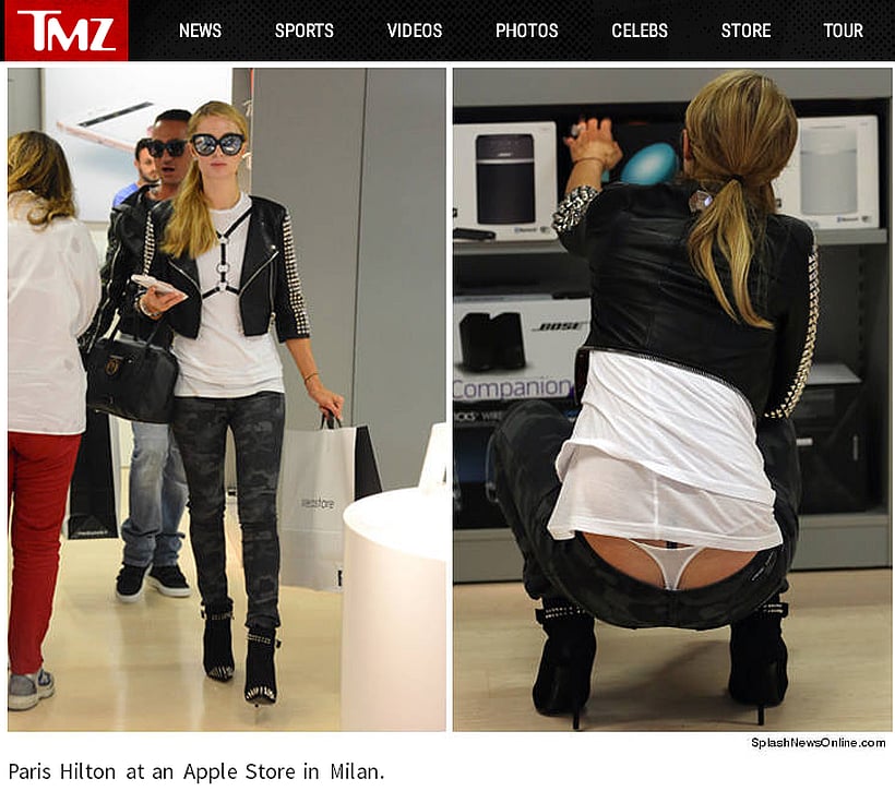 ¿Un descuido?: Paris Hilton mostró más de la cuenta en una tienda de Milán