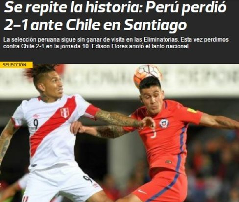 La prensa peruana lamentó la derrota ante Chile: 
