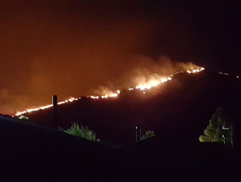 Bomberos trabajará toda la noche para controlar un incendio forestal en Pirque