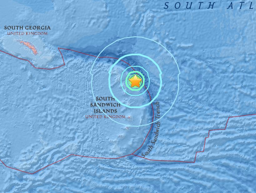 Shoa descartó tsunami por sismo 6.8 Richter ubicado en las Islas Sándwich del Sur