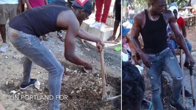 [Video] Usain Bolt cavó con sus propias manos la tumba de uno de sus mejores amigos