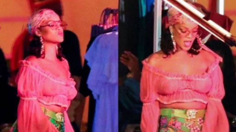 Rihanna aparece sin sostén y con un top transparente