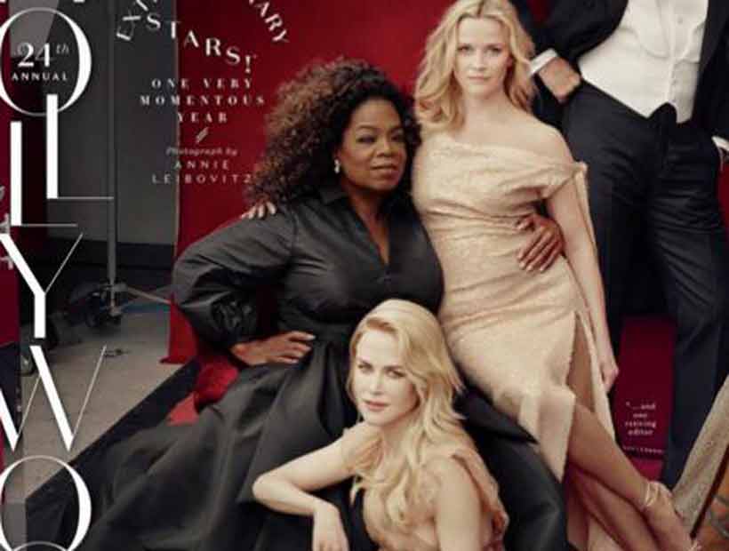 El grosero error en la portada de Vanity Fair: Reese Witherspoon aparece con tres piernas y Oprah Winfrey con dos manos