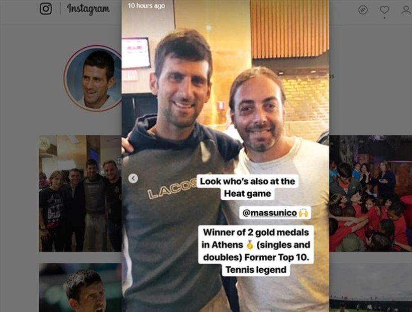 Emocionante encuentro de Novak Djokovic con Nicolás Massú en Miami
