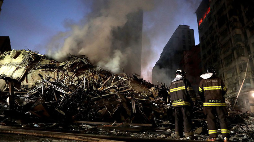 Edificio en Sao Paulo se derrumbó tras incendiarse