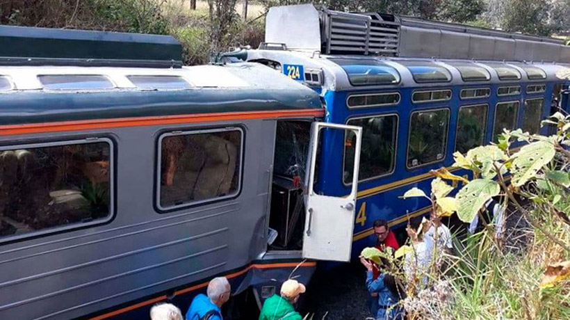 Un choque de trenes dejó al menos dos heridos en Machu Picchu