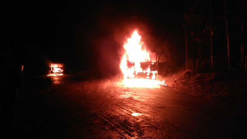 Encapuchados quemaron tres camiones en Curanilahue