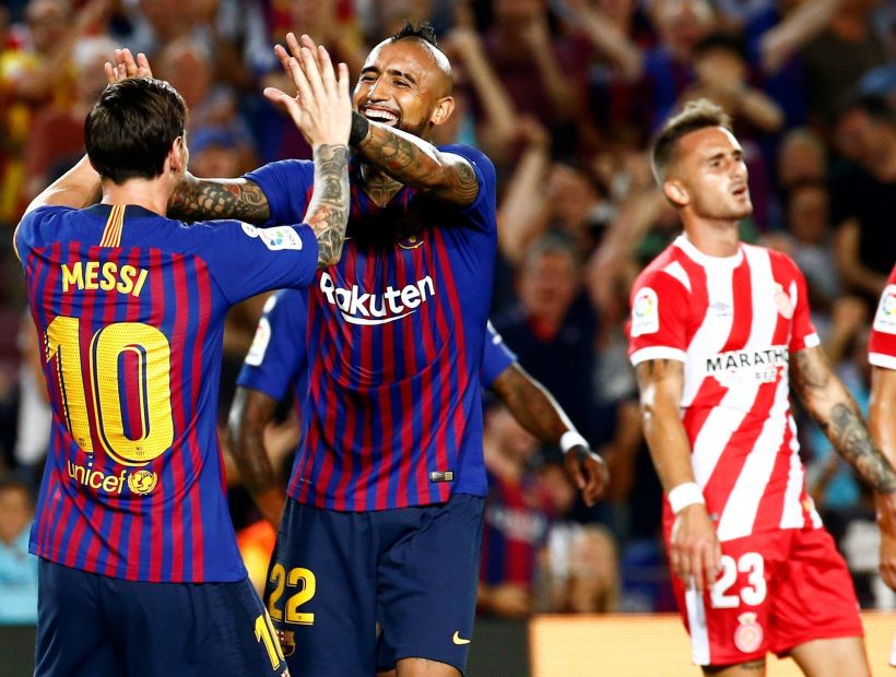 Vidal se estrenó en la titularidad del Barcelona en empate ante el Girona
