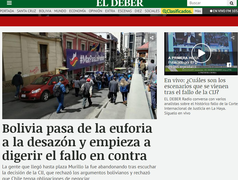 La reacción de la prensa boliviana tras el fallo de La Haya