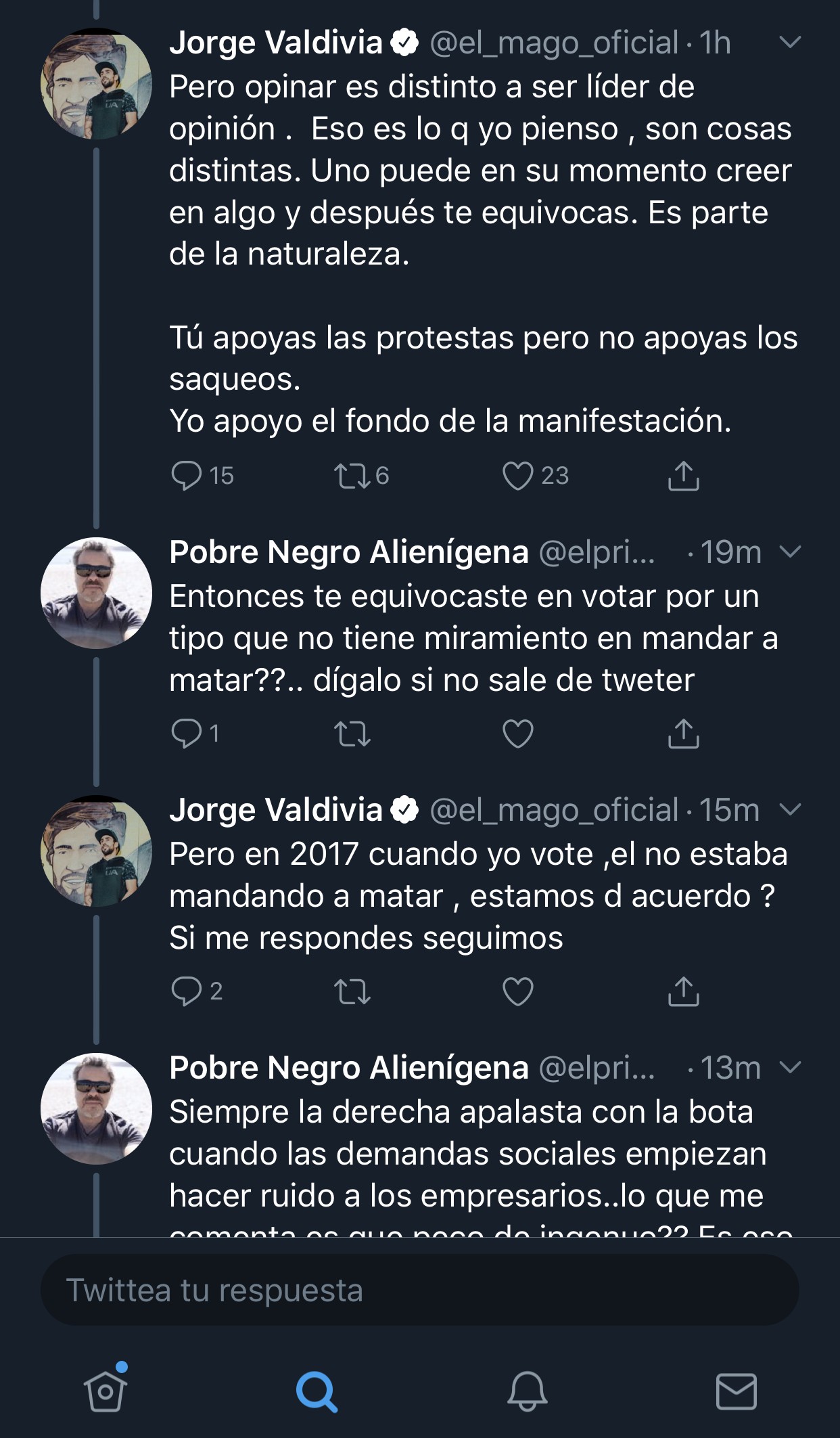 Jorge Valdivia afirmó que “En 2017 cuando yo voté, él no estaba mandando a matar”
