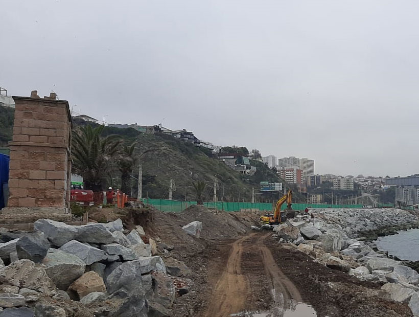 Avanzan las obras del paseo costero que une a Viña del Mar y Valparaíso