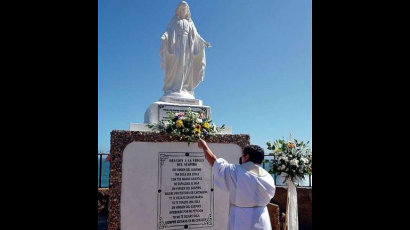 Restauran la Virgen del Suspiro en Cartagena tras ataques y un incendio ocurridos en 2020
