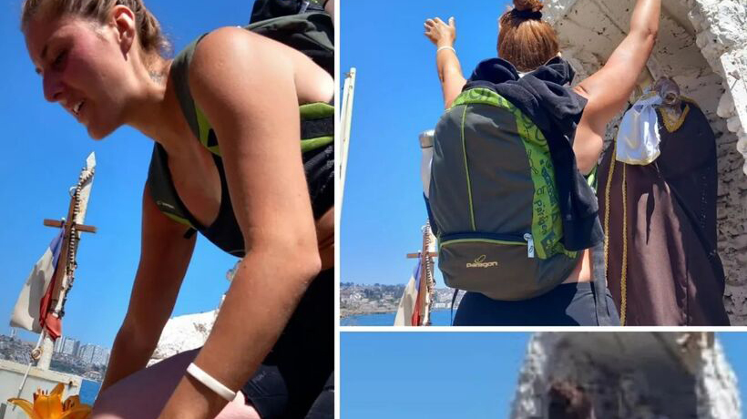 Concón: Viralizan imágenes de mujer que vandalizó gruta de virgen Concón: Viralizan imágenes de mujer que vandalizó gruta de virgen
