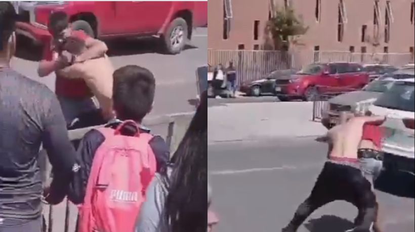 A combos afuera del establecimiento: Así fue el registro de una riña entre jóvenes de liceo al norte de Antofagasta