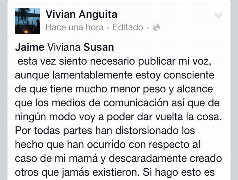 Hija de Viviana Haeger y Jaime Anguita defiende a su padre con carta en  Facebook