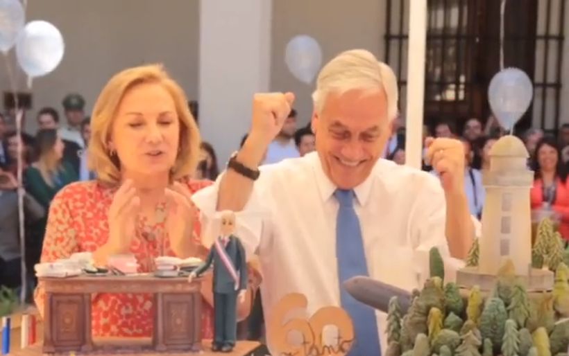 [VIDEO] Piñera celebró por adelantado su cumpleaños en La Moneda