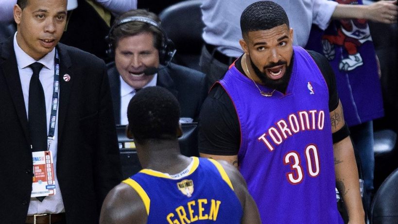 [VIDEO] Drake peleó con dos jugadores de los Warriors en finales de la NBA