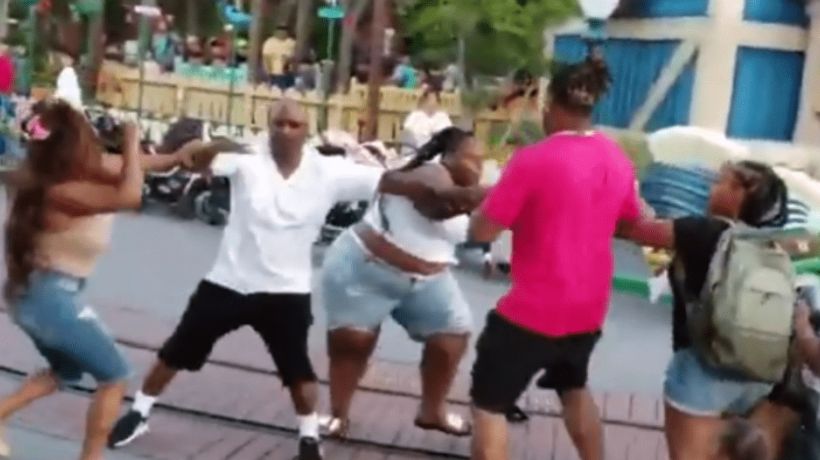 [VIDEO] Familia protagonizó brutal pelea en parque de Disney