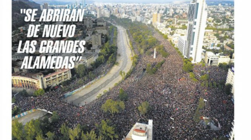 [FOTO] Diario Argentino publicó portada con histórica manifestación en Santiago y recordó discurso de Salvador Allende