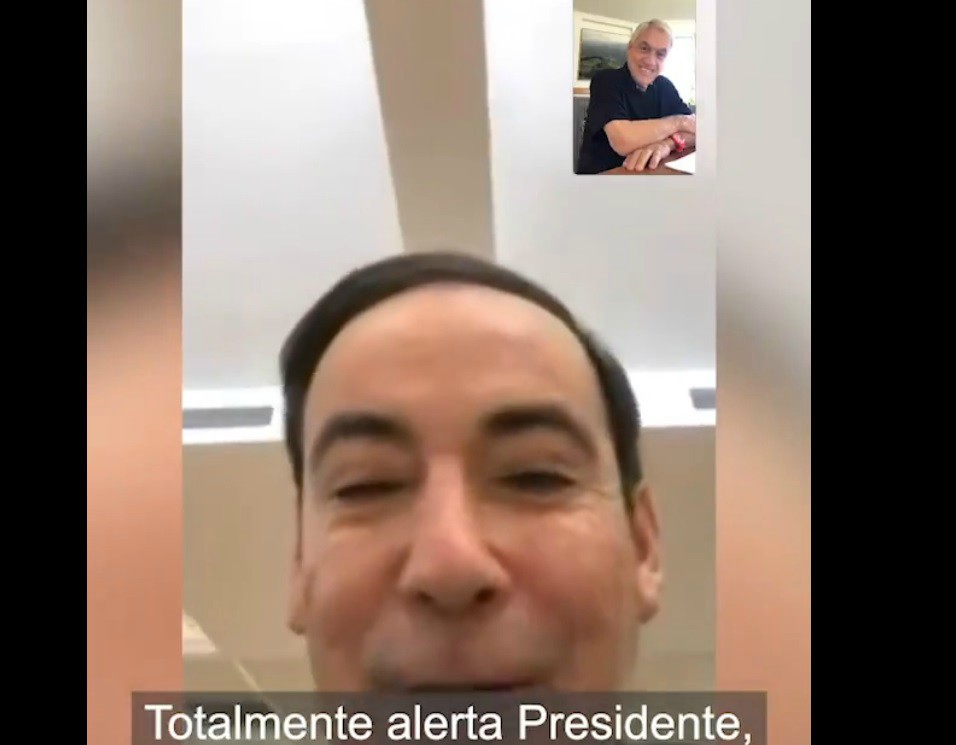 Piñera difunde particular videollamada con el director de la Onemi