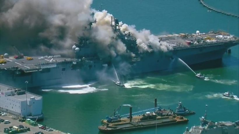 [VIDEO] 21 heridos dejó explosión en buque militar estadounidense