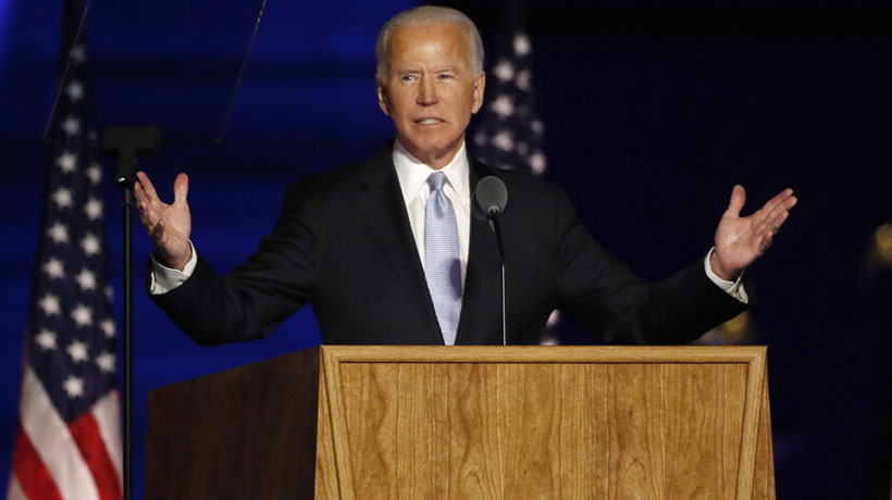 En su primer discurso como presidente electo Biden dijo que buscará restaurar el alma de EE.UU.