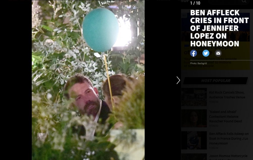 Ben Affleck fue captado llorando junto a Jennifer López durante su luna de miel