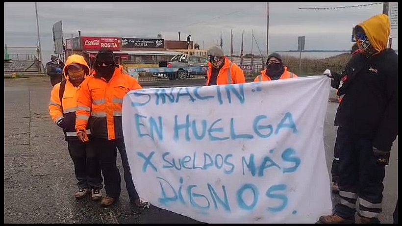 Trabajadores del Puente Chacao protestaron hoy en Pargua en el marco de su huelga legal