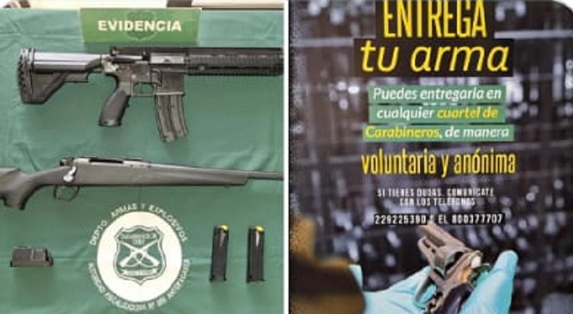 Carabineros recepcionó fusil, escopeta y dos pistolas dentro de la campaña ‘Entrega tu arma’