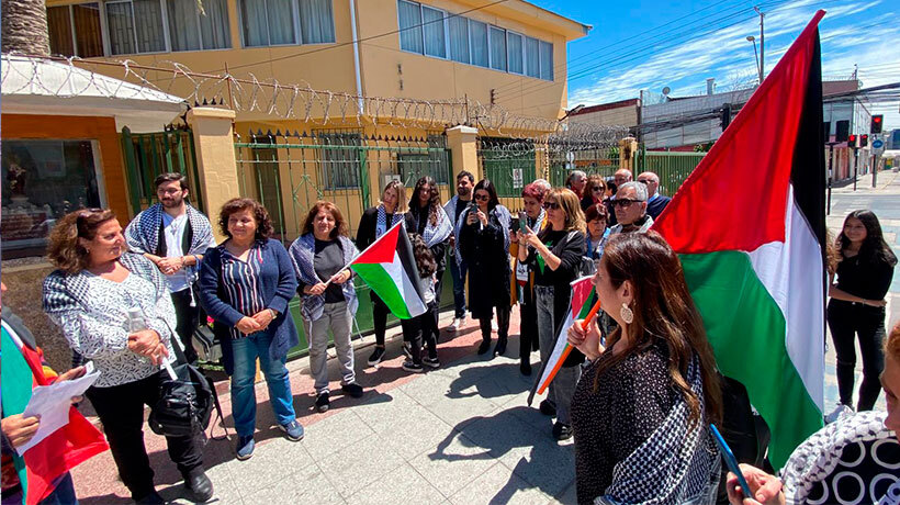 Comunidad Palestina de La Calera se reunió para manifestarse por la paz en Medio Oriente