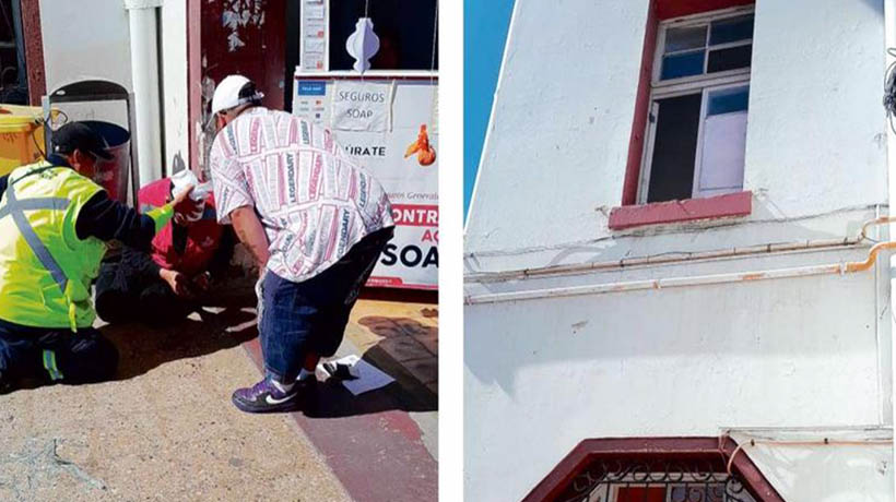 Vidrio cayó desde segundo piso del edificio municipal: cortó a guardia en la cabeza Vidrio cayó desde segundo piso del edificio municipal: cortó a guardia en la cabeza