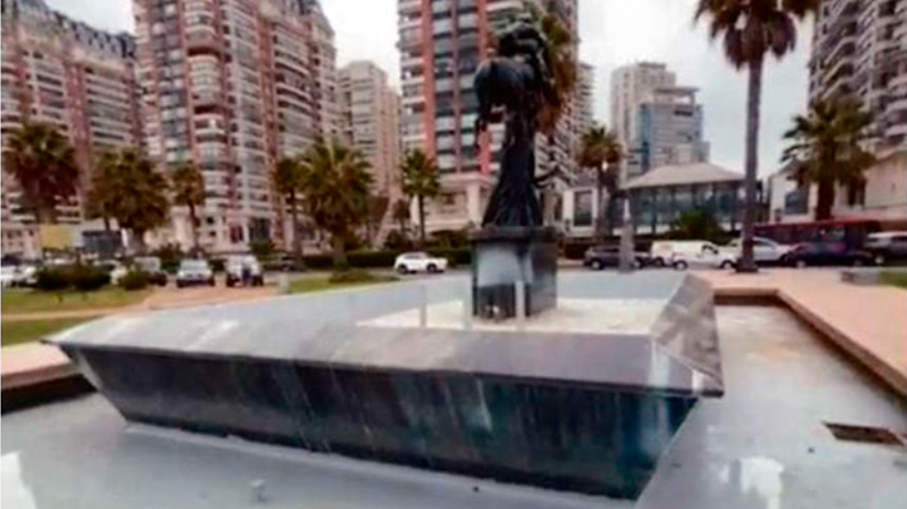Viña del Mar: vacían pileta de monumento a Alberto Larraguibel