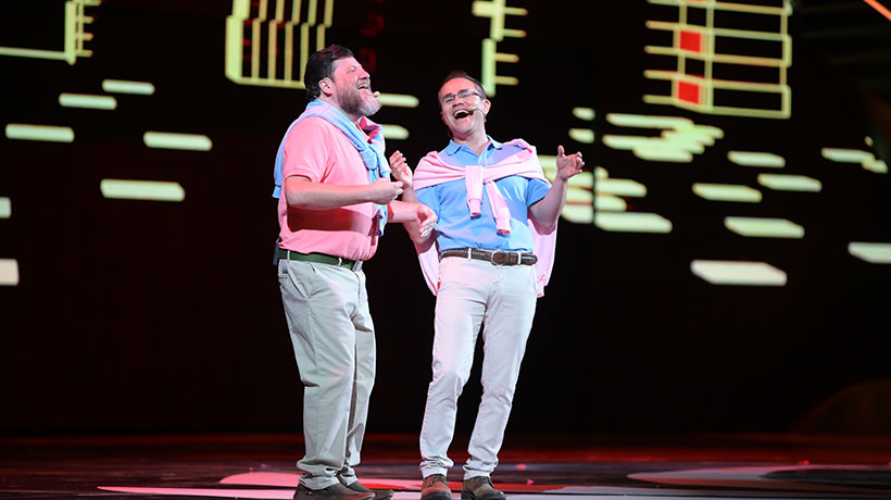 Como en el Club de la Comedia: Juan Pablo Flores y Rodrigo Salinas sorprendieron en la rutina de Freire en Viña 2024
