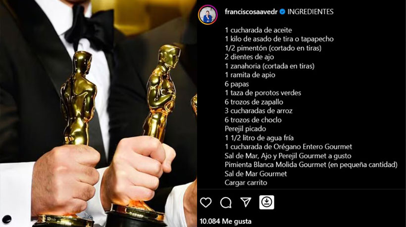 “Su cazuelazo”: Pancho Saavedra se sumó a ola de recetas en cuenta de la Academia tras resultados de los Oscar “Su cazuelazo”: Pancho Saavedra se sumó a ola de recetas en cuenta de la Academia tras resultados de los Oscar
