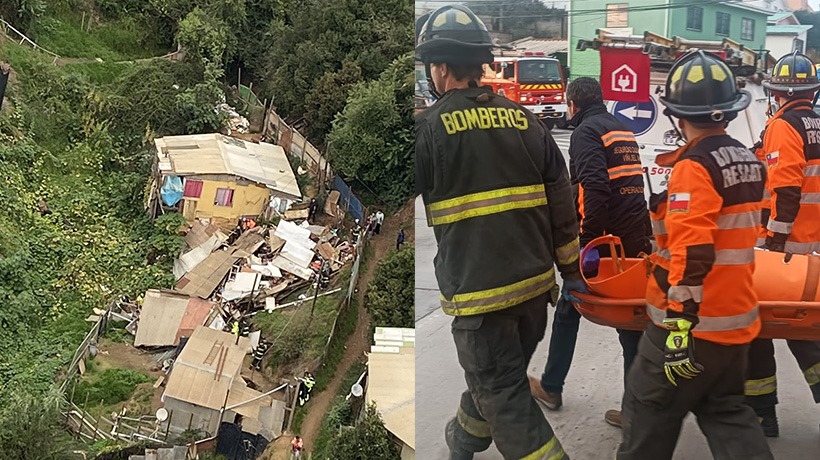 Viña del Mar: derrumbe de vivienda en Nueva Aurora deja a una adulta mayor herida