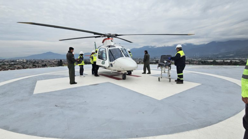 Con éxito se realizó aerotraslado de paciente crítico desde el Hospital Biprovincial Quillota-Petorca hasta la Posta Central