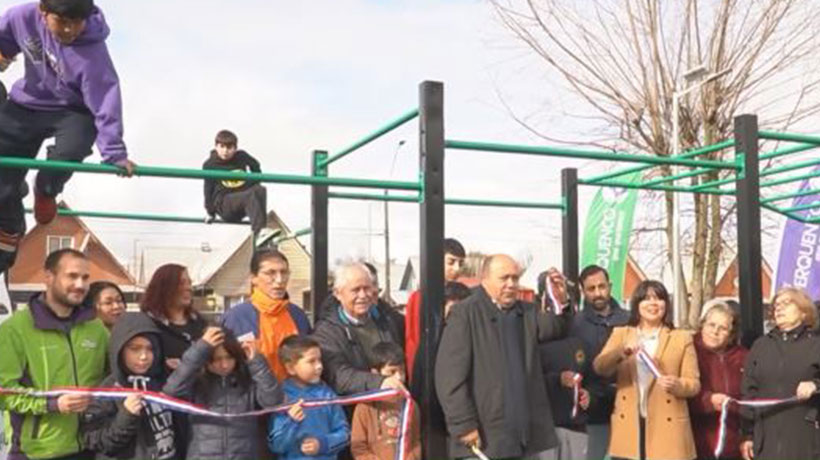 Perquenco inauguró plazoleta con espacio de calistenia: “Estamos trabajando el deporte asociado a la seguridad”