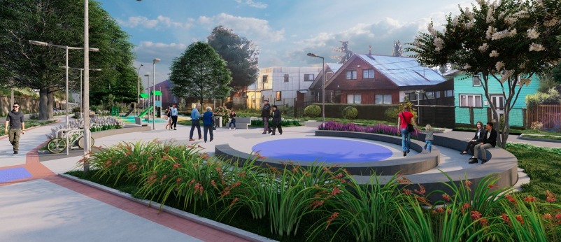 Proyecto de área verde en sector Barrios Bajos de Valdivia incluirá multicancha, juegos infantiles y sectores de encuentro comunitario