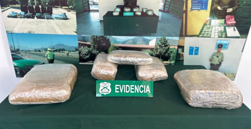 Decomisan casi 10 kilos de marihuana durante control vehicular en Hijuelas