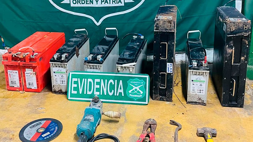 Cuatro detenidos por sustraer baterías baterías desde antenas de teléfono en Puchuncaví