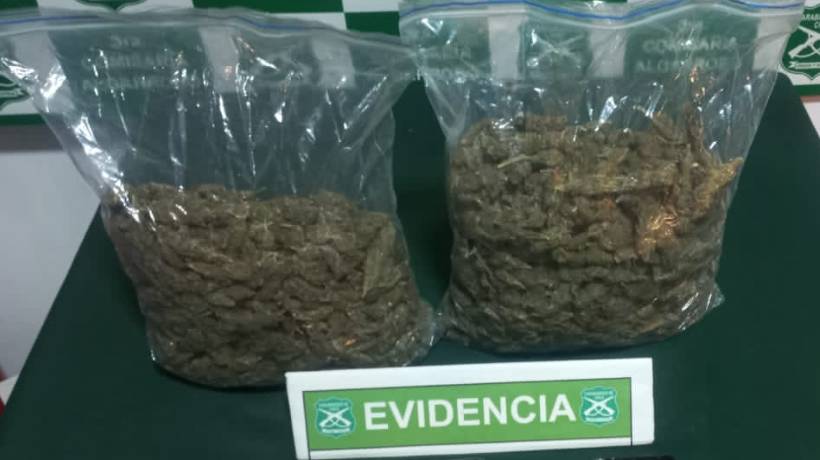 Detienen en El Quisco a dos personas con más de dos kilos de marihuana tras persecución