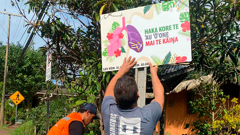 Instalan señaléticas “Zona Libre de Humo” en puntos estratégicos en Rapa Nui