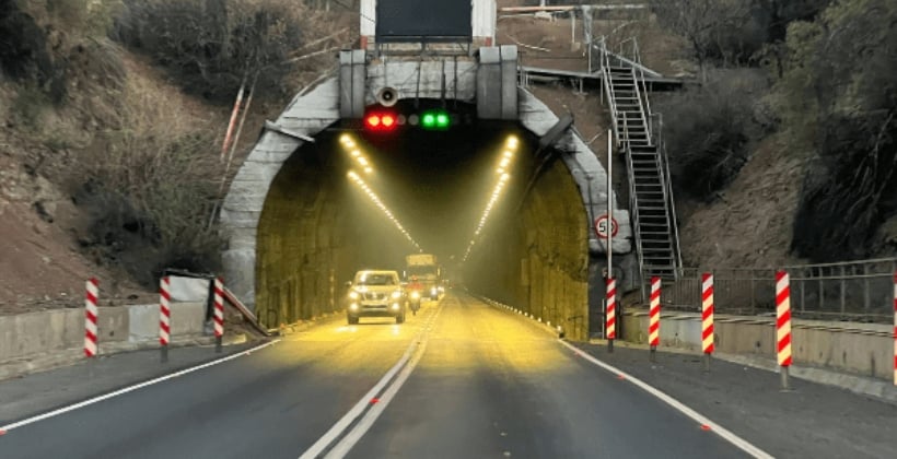 Anuncian cierre nocturno del Túnel Chacabuco por trabajos de conservación