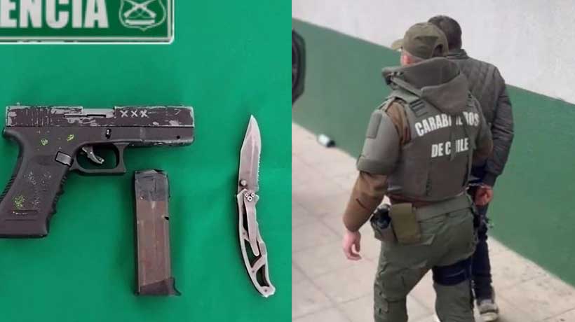Hombre es detenido por portar mochila con dos armas en Quintero: intentó huir de fiscalización