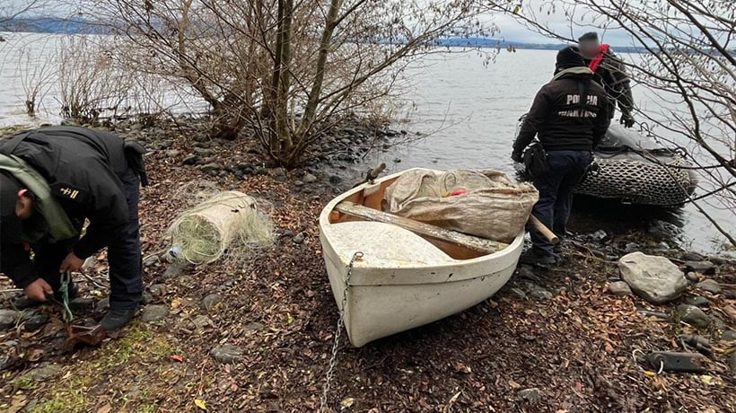 Encuentran bote con seis paños de red en el lago Puyehue
