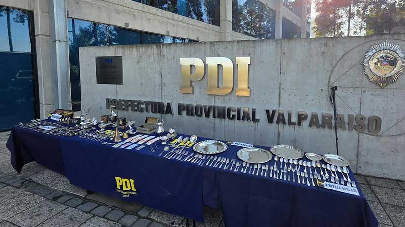 PDI recupera especies robadas desde vivienda y detiene a tres personas en Valparaíso