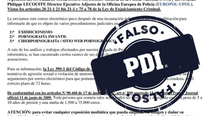 PDI Valparaíso alertó circulación de correo falso PDI Valparaíso alertó circulación de correo falso